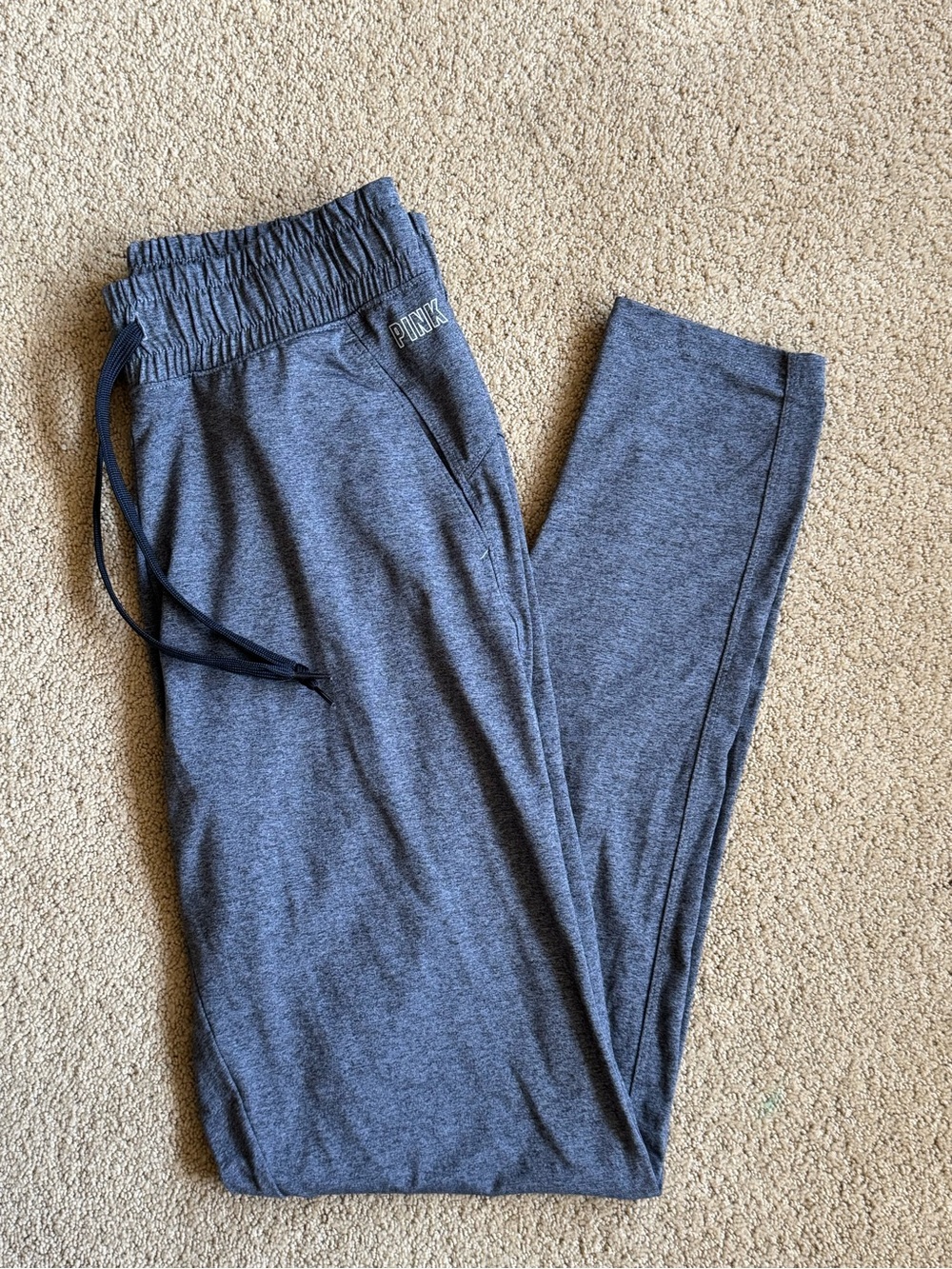 PINK Victoria’s Secret Active Heather Gray Drawstring Jogger Pants Womens XS